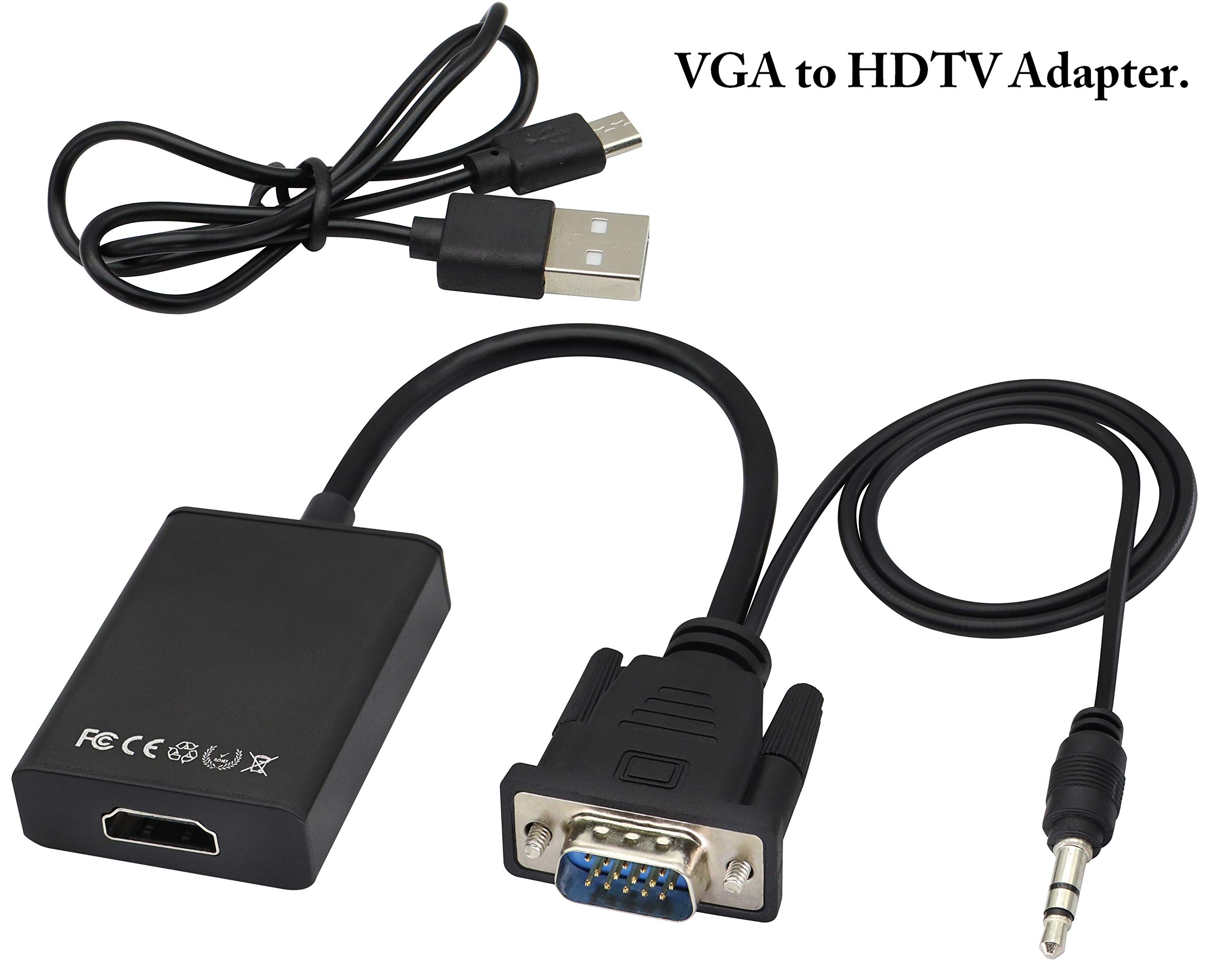 Uscita Adattatore da 1080P VGA Maschio a HDMI Femmina audio video con audio da 3,5mm e cavo Micro USB,Compatibile con computer, laptop, proiettore, PC, DVD, HDTV, monitor.(VGA M/F)