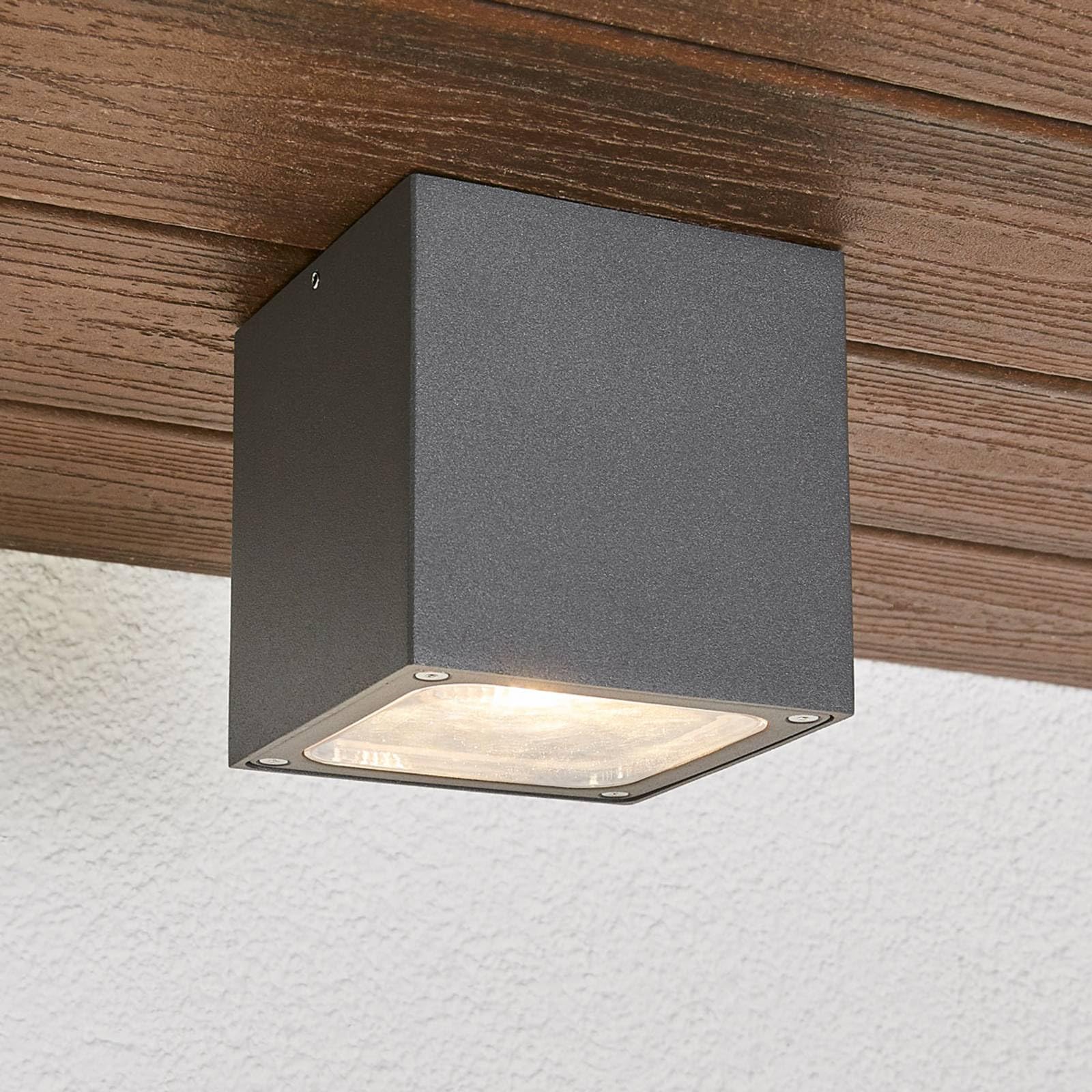 Lucande LED Lámparas de techo Tanea (Moderno) en Gris hecho Aluminio (1 llama, lámpara exterior para el jardín, la terraza balcón y vivienda