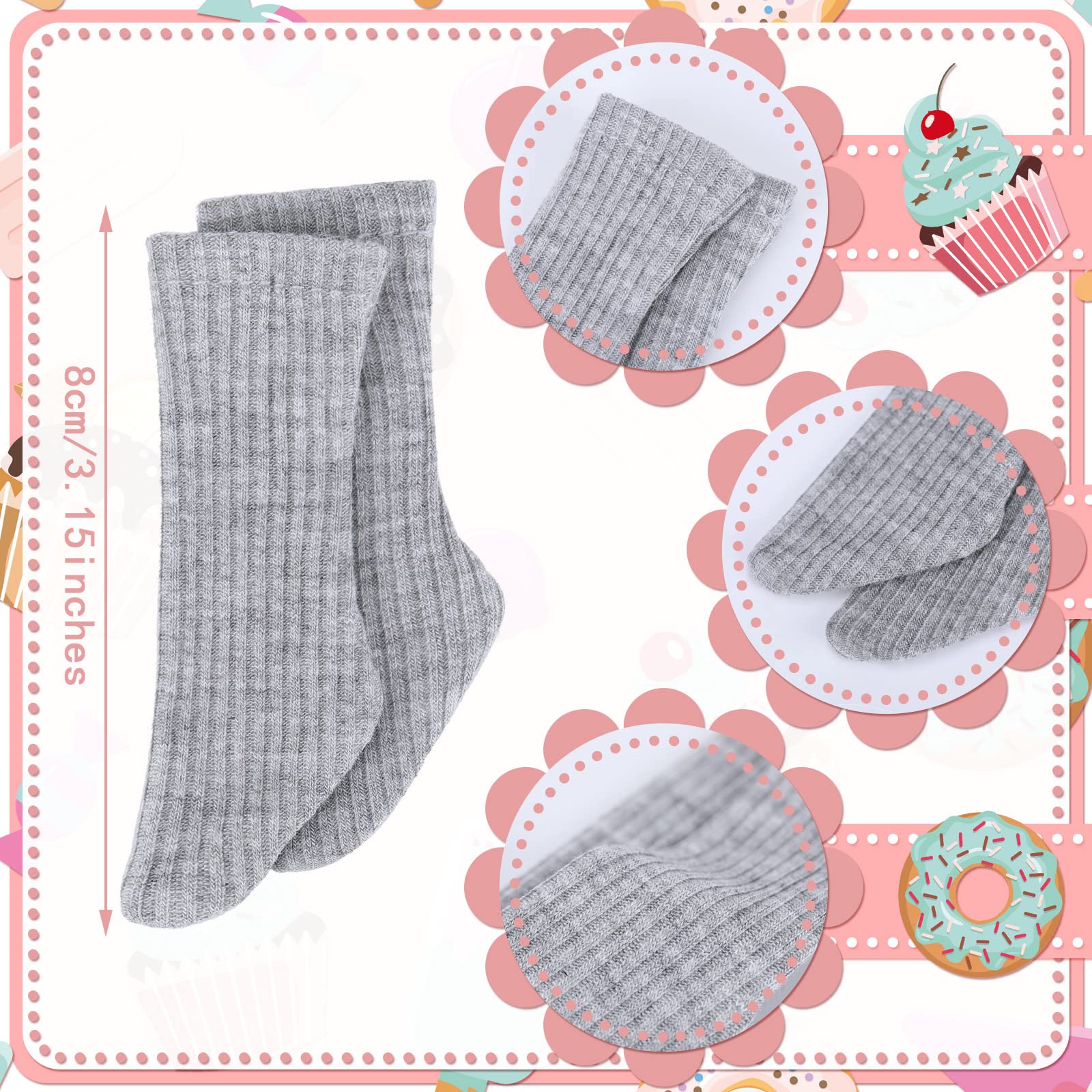 6 pares de mini calcetines de muñeca accesorios de ropa de muñeca para figura de juguete femenino 3