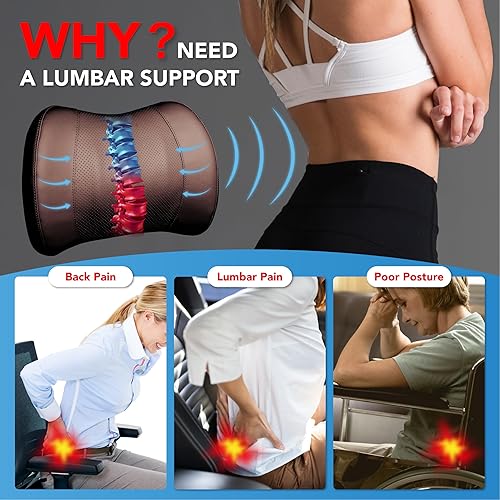 Miniatura 90 de Almohada de apoyo lumbar para automóvil, almohada lumbar de espuma viscoelástica para aliviar el dolor de espalda baja - Cojín de espalda para Negro