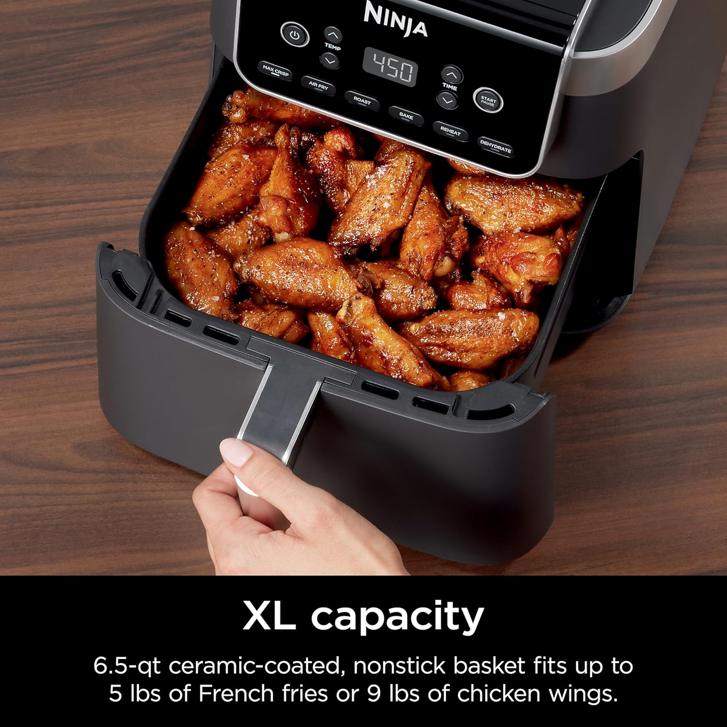 Ninja Air Fryer Pro XL - 6.5 QT Capacity for Up to 9lbs of Wings | 6-in-1 Functions: Max Crisp, Air Fry, Roast, Bake, Reheat & Dehydrate | Includes Nonstick Basket, Crisper... 3 Ninja Air Fryer Pro XL - 6.5 QT Capacity for Up to 9lbs of Wings | 6-in-1 Functions: Max Crisp, Air Fry, Roast, Bake, Reheat & Dehydrate | Includes Nonstick Basket, Crisper... - Image 3