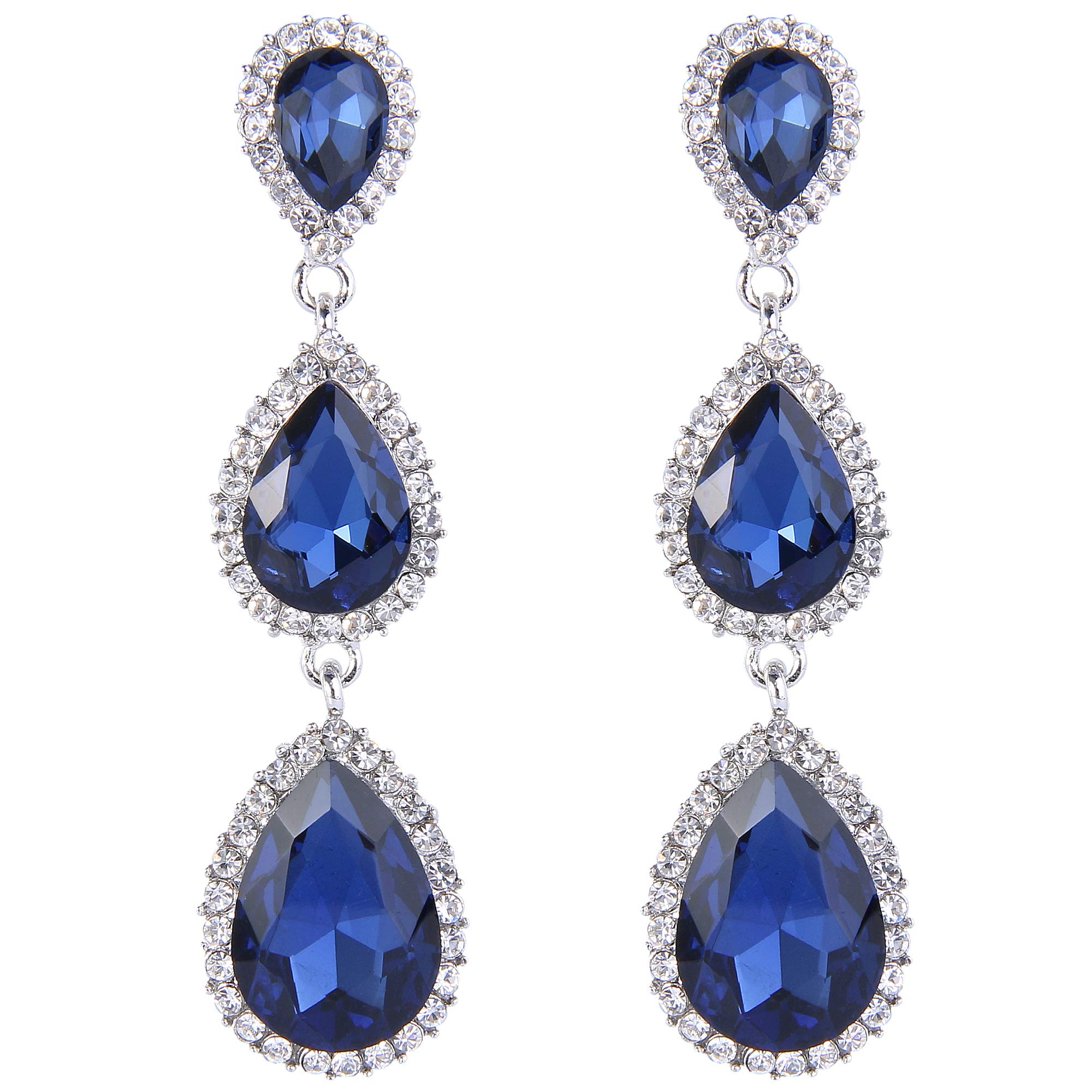 Clearine Pendientes de Mujer - Clearine Pendiente en Forma de Bolita, Estilo Precioso Cristales para Boda Novia Fiesta