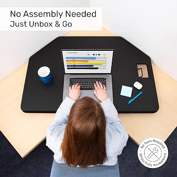 X-Elite Pro 40 Corner Standing Desk Converter with Pneumatic Lift | Adjustable Sit to Stand Riser, L-Shaped Desks & Cubicles | Fully Assembled Computer Workstation (Matte Black)