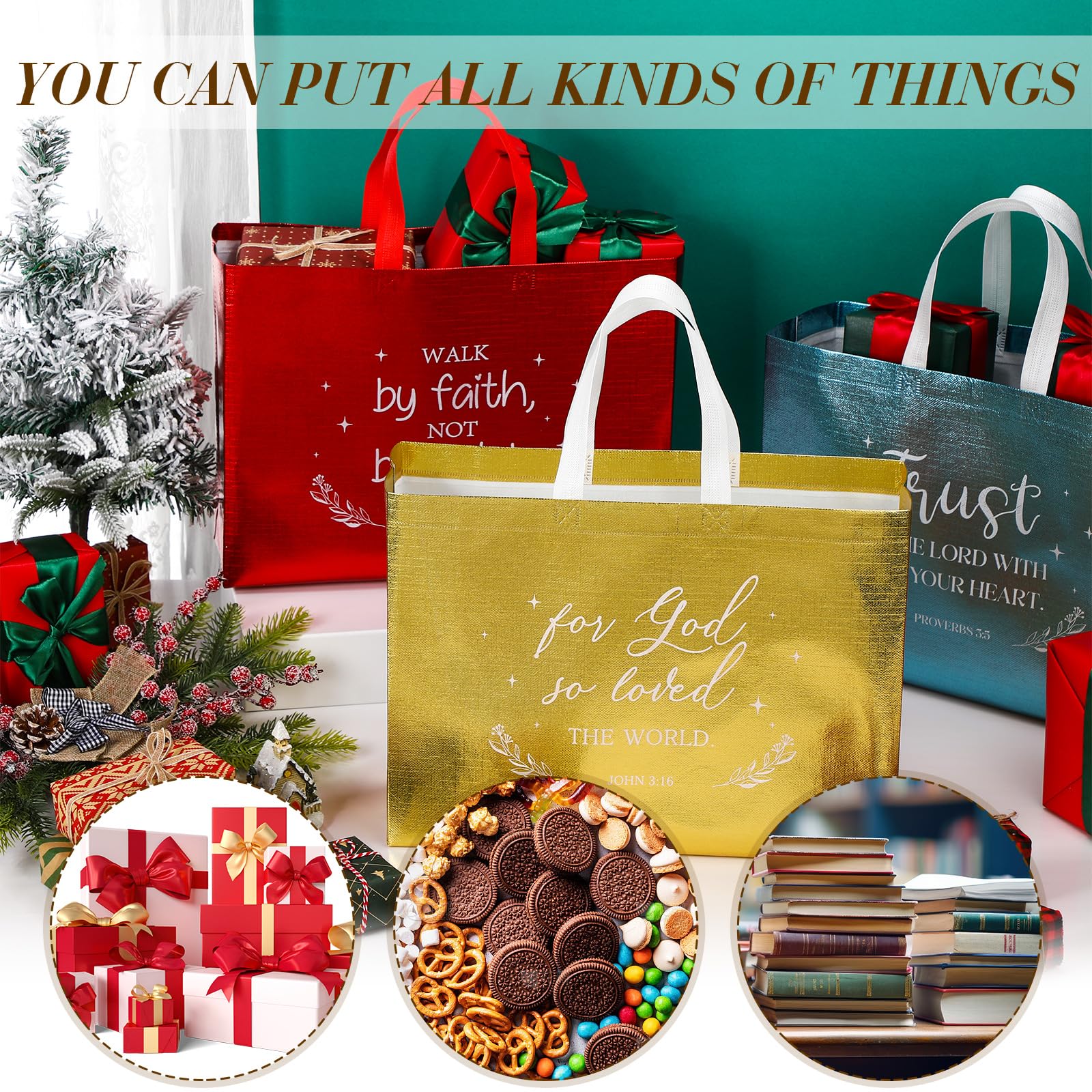 Lot De 12 Sacs Cadeaux De Taille Moyenne Avec Poignées En Ruban Et Sacs En Tissu, Sacs Cadeaux Blancs Pour Le Shopping, Les Petites Entreprises, Une Fête De Mariage, Une Fête Prénatale