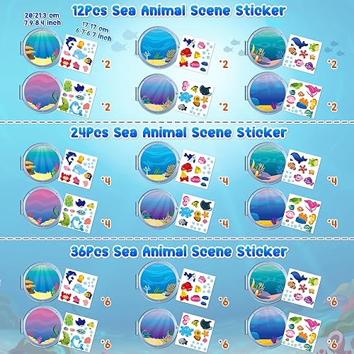 Miniatura 2 de WATINC Calcomanía de escena de animales marinos para manualidades, haz tu propio mundo de animales del océano bajo el mar, calcomanías de bricolaje
