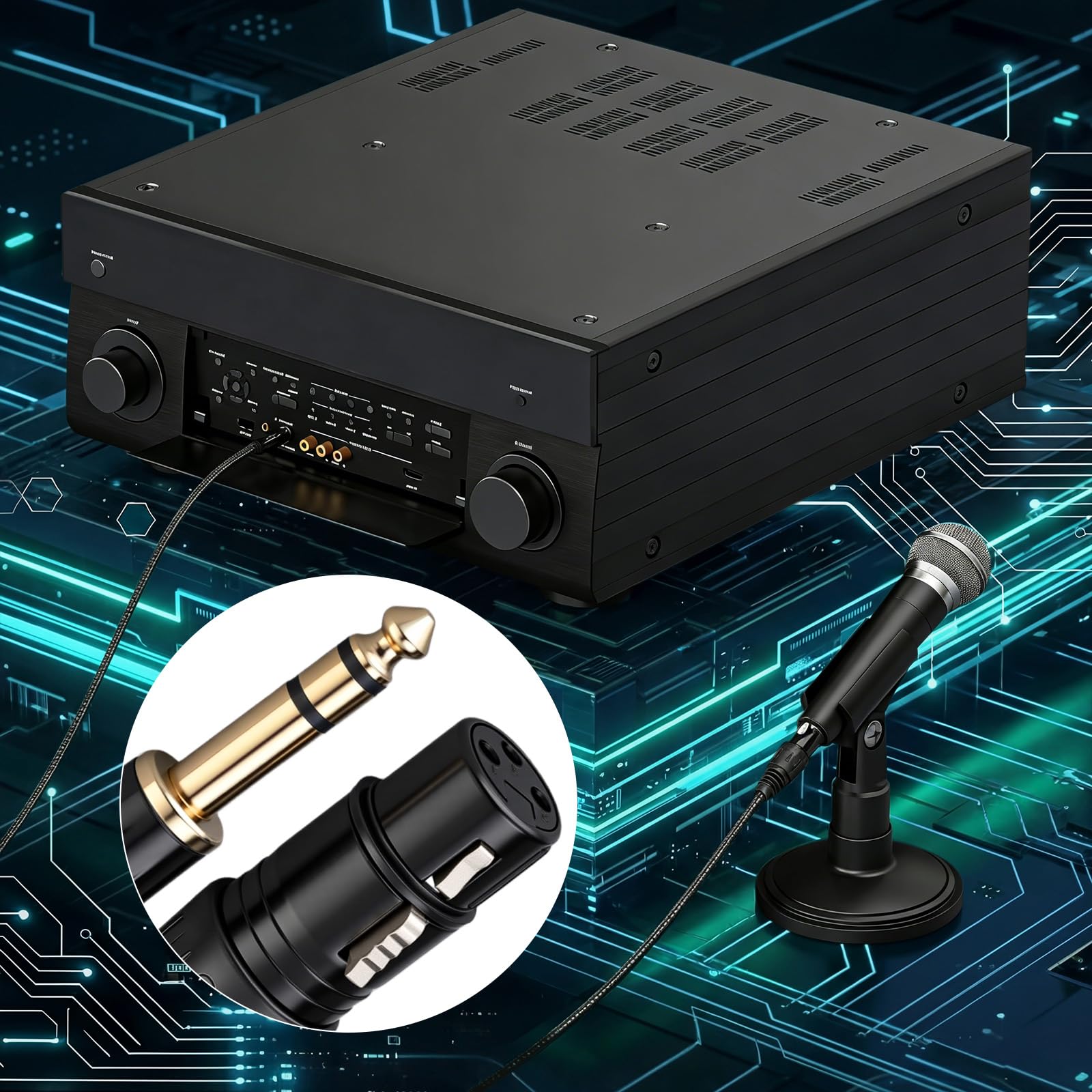 Sabary Paquete de 4 cables de micrófono TRS a XLR hembra estéreo de 25 pies de 1/4 pulgadas (6.35 mm) Cable de conexión de un cuarto de pulgada a 3 pines, audio equilibrado de alta fidelidad para