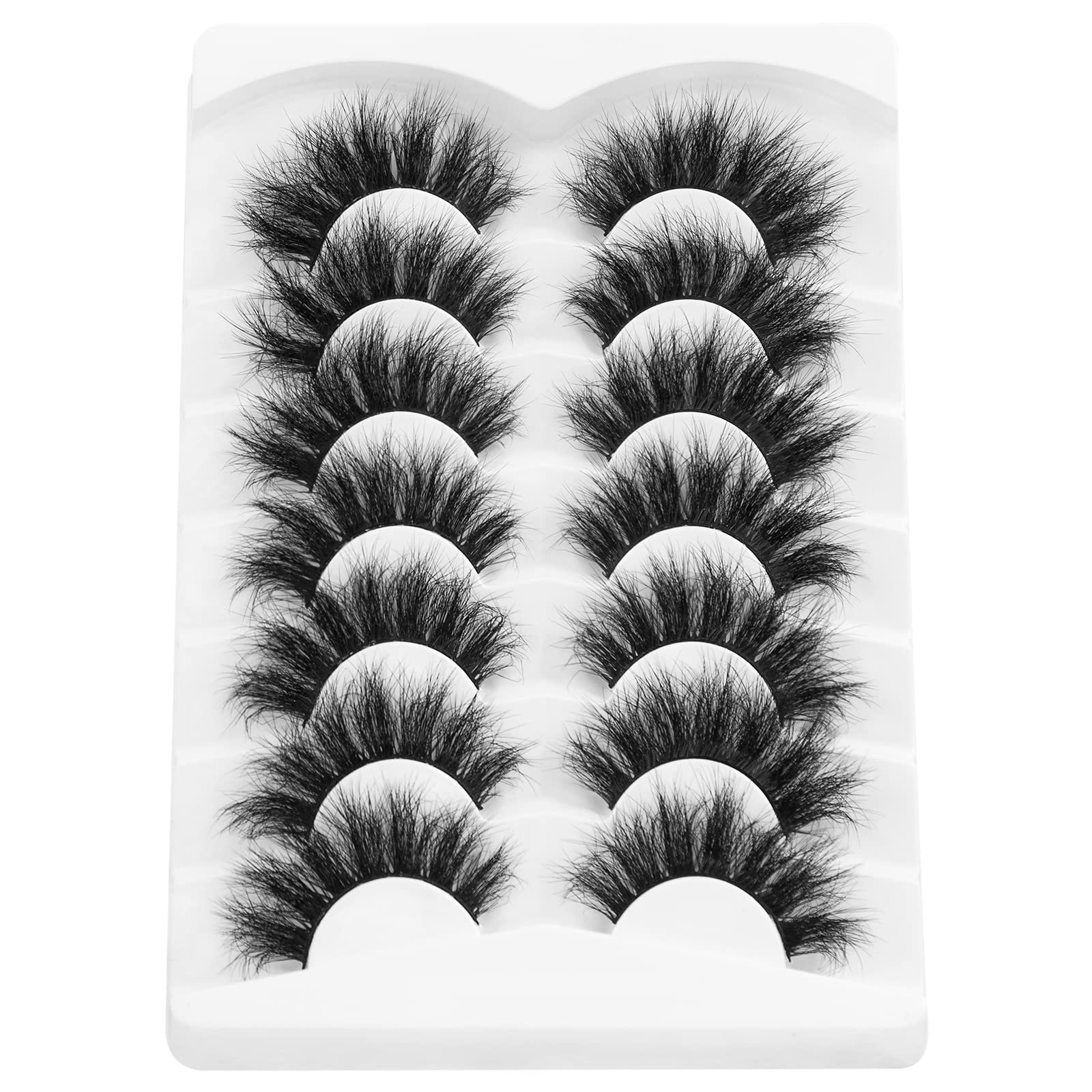 DYSILK False Eyelashes Fluffy Lashes 8D Dramatic Faux Mink Lashes Cat Eye Fake Lashes Makeup Thick Fake Eyelashes Soft Reusable 7 Pairs Lashes Pack (Charm)
