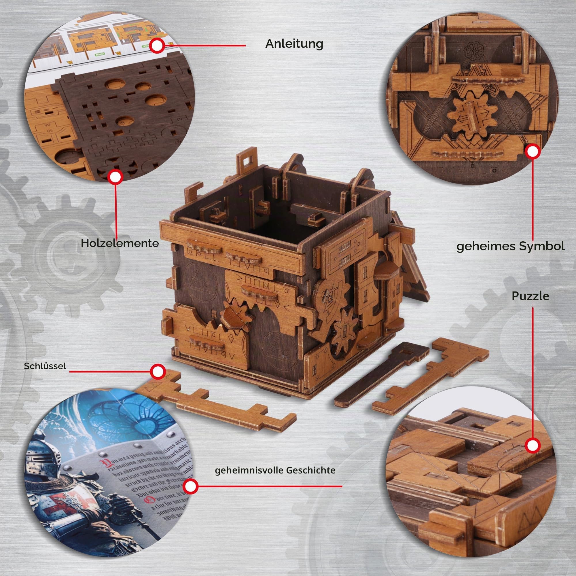 WOODEN.CITY Escape Room Puzzle Box, Clue Box, Rätselbox, Geburtstagsgeschenk für Männer, Puzzle Brain Teasers für Erwachsene, Hobby, Geschenk