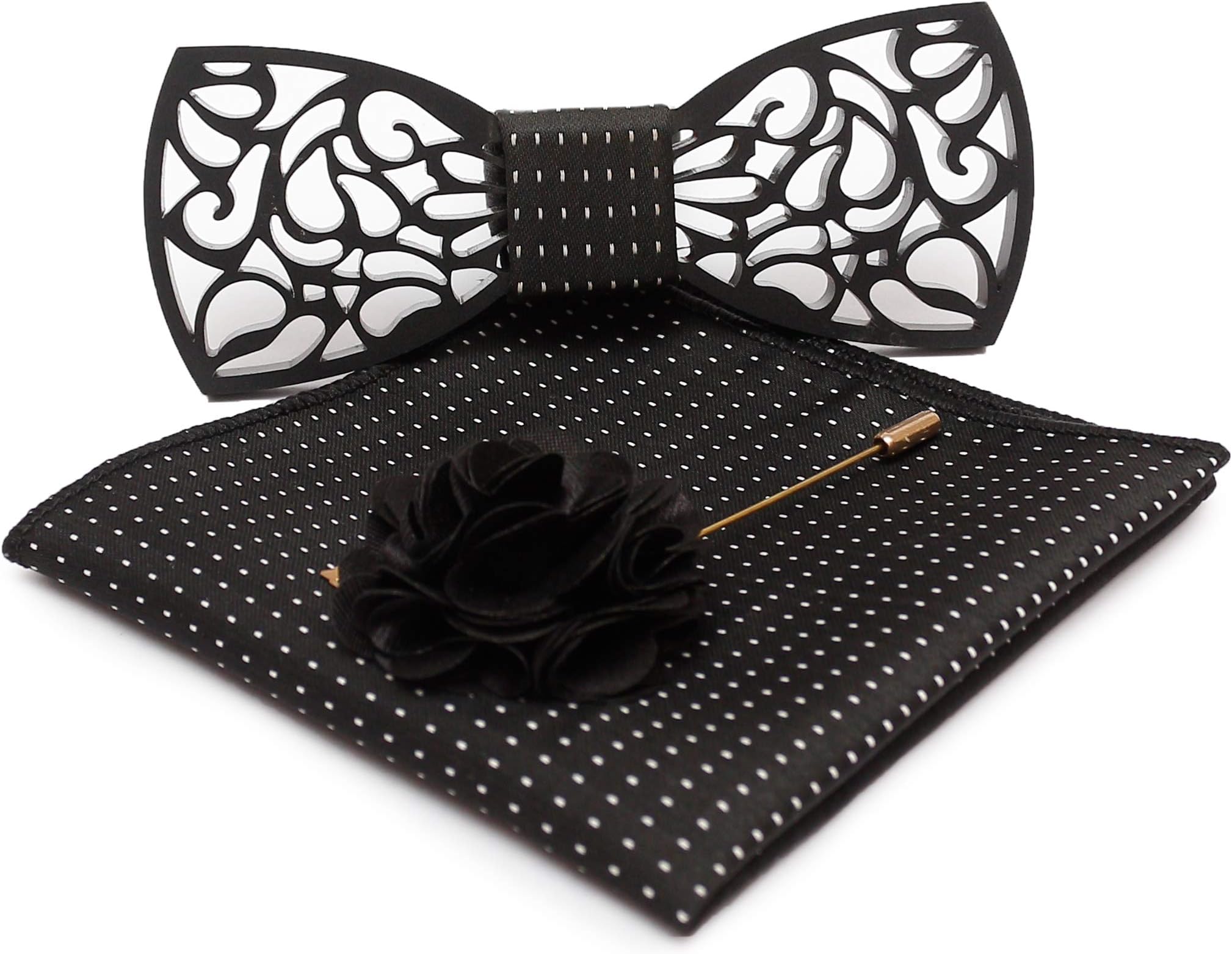 Men Wooden Style Bow Tie (WD_Flower, Free Size)