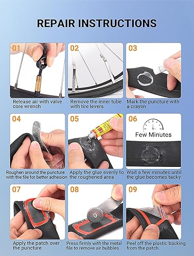 Miniatura 4 de Bike Tire Repair Kit, Bicycle Inner Tube Puncture Patch Kit with 30 PCS Patches for Bikes & 3 PCS Stainless Steel Tire Levers