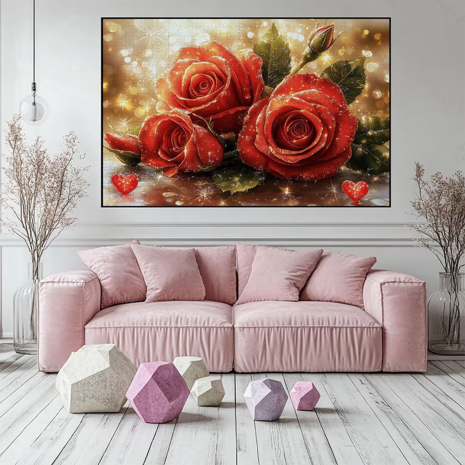 Puzzle 3000 elementów różowe puzzle dla dorosłych miłość 122 x 81 cm unikalne rzemiosło klasyczne drewniane układanka 3D do rodzinnych gier aktywnych, układanka do samodzielnego wykonania nawet do