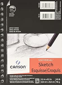 Canson Artist Series Universal Sketch Pad, 5.5” x 8.5”, Side Wire Bound, 100 Sheets, (2-Pack)