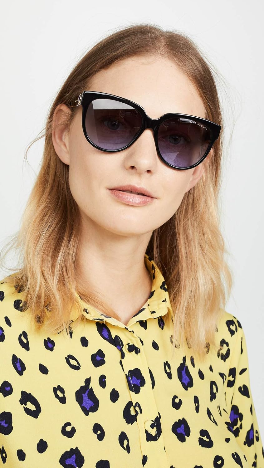 Marc Jacobs Women's Classic Round Acetate Sunglasses, Black, One Size