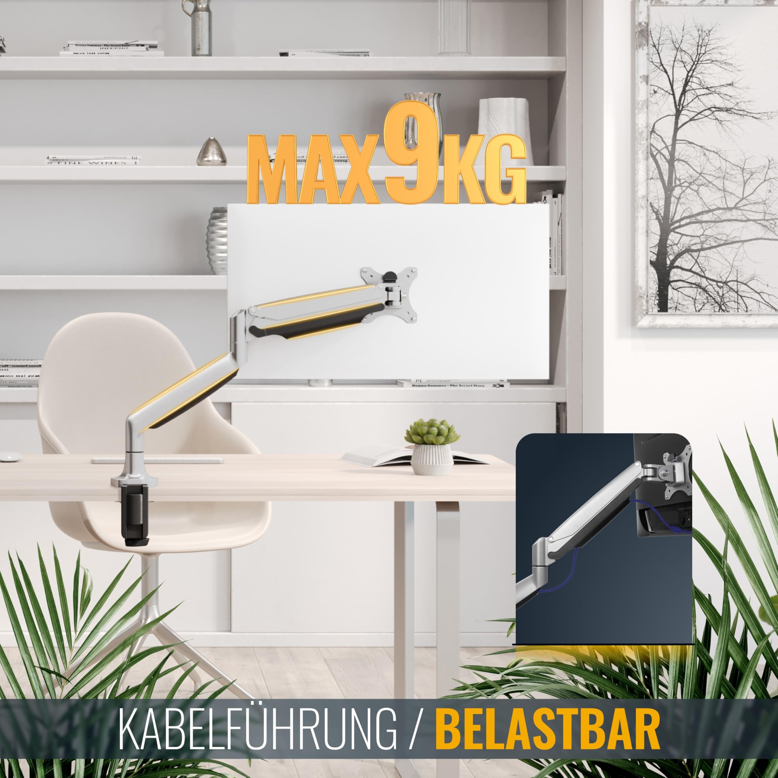 RICOO Monitorarm Monitorhalterung mit Gasdruckfeder Monitor-Arm Halterung für 13-32 Zoll Computermonitor Ständer Bildschirm-Halterung TS9711 Schreibtisch Monitor-Halter Tischhalterung VESA 75 & 100