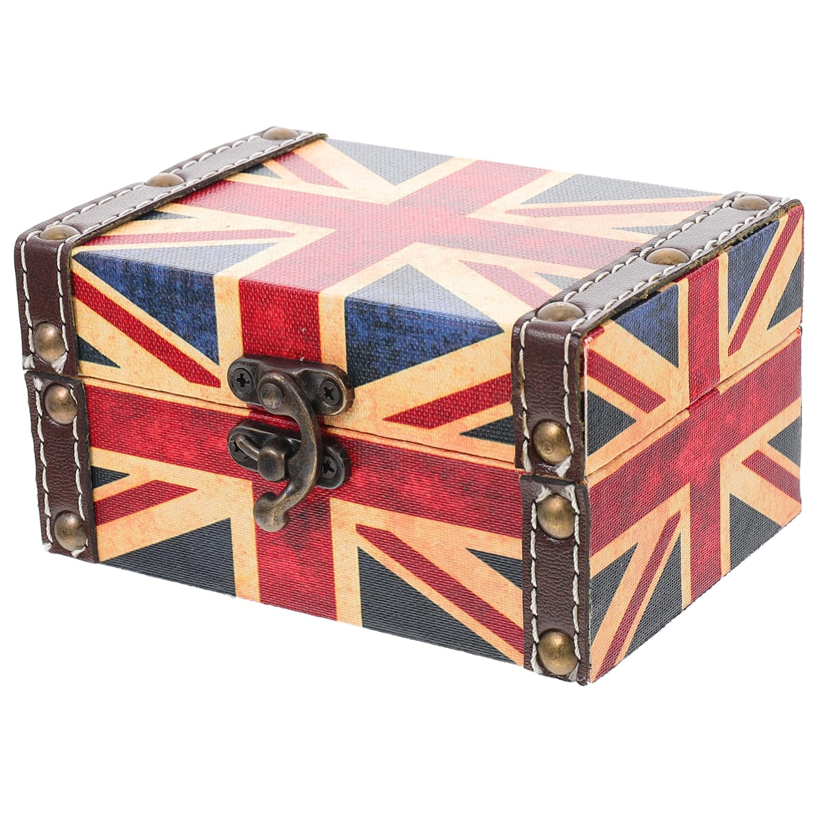ULDIGI Box Ornaments United Kingdom Party Decorations Small Trinkets for Kids Toy Storage Organizer Wooden Treasure Union Jack Flag Treasure Chest Child Pu Container Snack