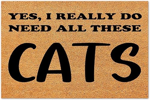Miniatura 4 de Yes I Really Do Need All These Cats - Tapete de fibra de coco, tapete para puerta de entrada interior, regalo divertido, casa de campo, zonas de