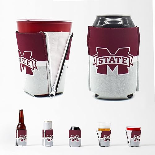 ZipSip NONMAGNET - MSU Coozie ajustable todo en uno con cremalleras para latas, botellas, latas delgadas, vasos de pinta, tazas de fiesta, enfriador