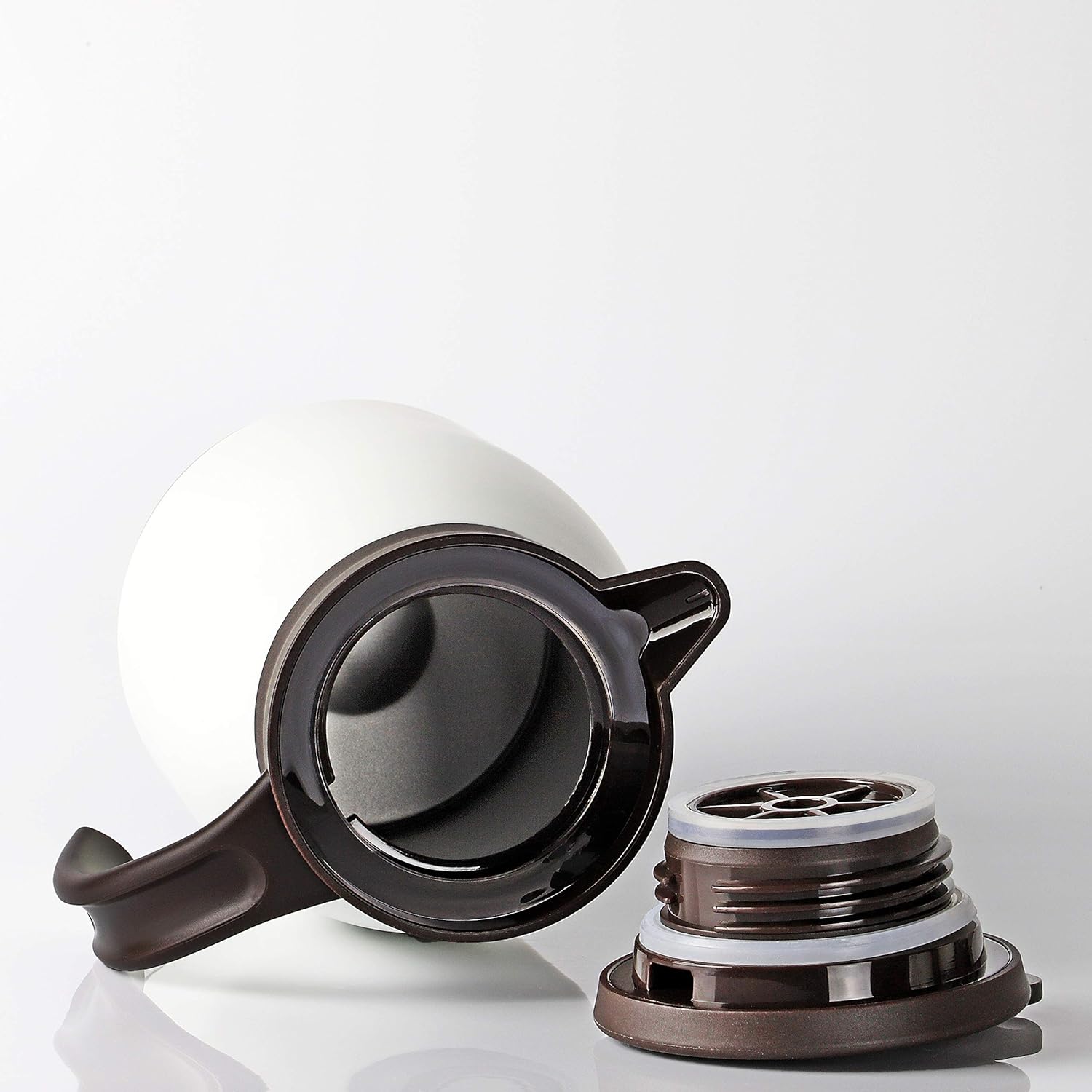 パール金属 ポット 卓上ポット テーブルポット 500ml ステンレス製 保温 保冷 ホワイト×ブラウン エコット HB-4380