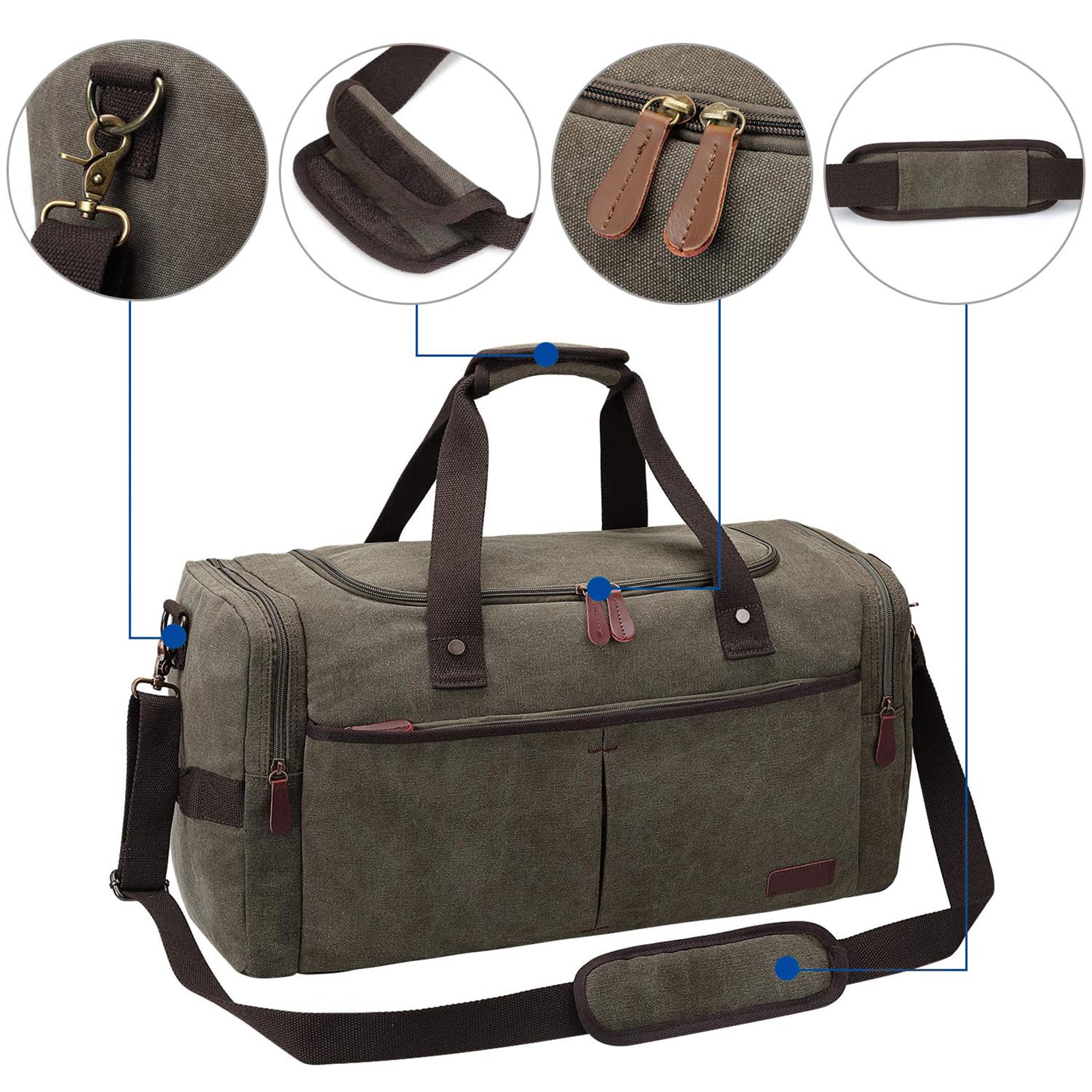 S-ZONE Reisetasche Unisex Canvas 65L Große Sporttasche Weekender Tasche Handgepäck