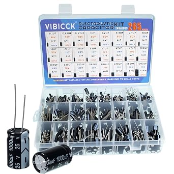 24Value 265pcs Electrolytic Flux Capacitor Assortment KIT from 0.1uF to 1000uF 10V 16V 25V 50V in-line Aluminum Capacitors Set 24Value 265pcs