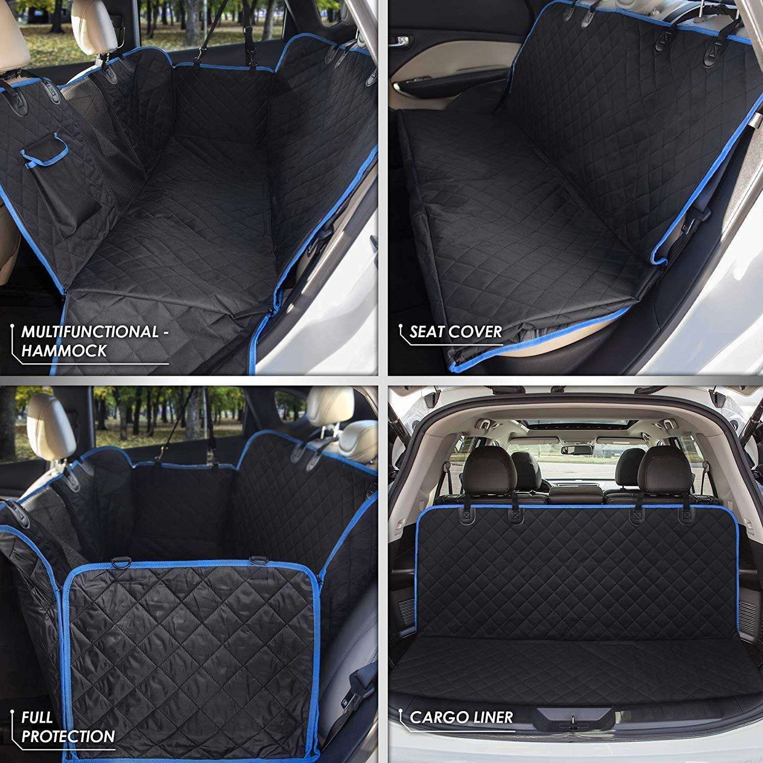 Dog Hammock for Car Back seat with Mesh Visual Window, Side Flaps with Zipper, Padded 4 Layers Waterproof Heavy Duty Hammock with Storage Bag, Scratch Proof Nonslip Pet Car Seat Cover — view 3