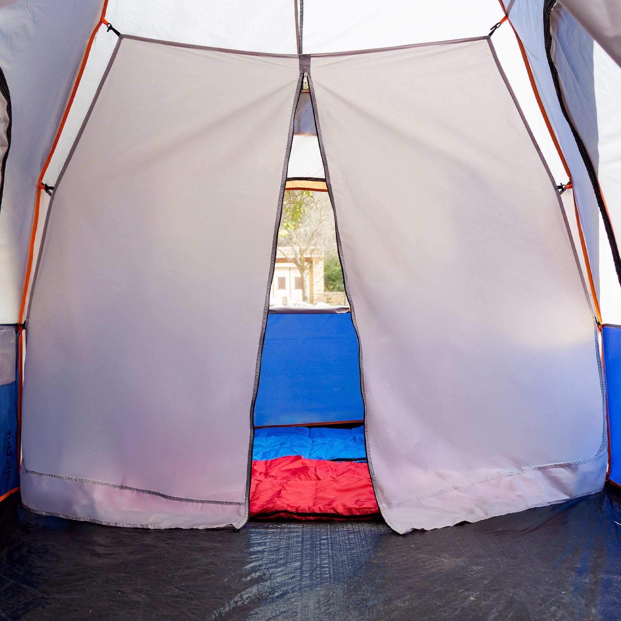 AKTIVE Tente de Camping pour 6 Personnes, 2 Chambres, 455 x 220 x 190 cm, Polyester, tiges en Fibre de Verre, moustiquaires, imperméable, 14 piquets, Sac de Transport, tentes de Camping (63188)