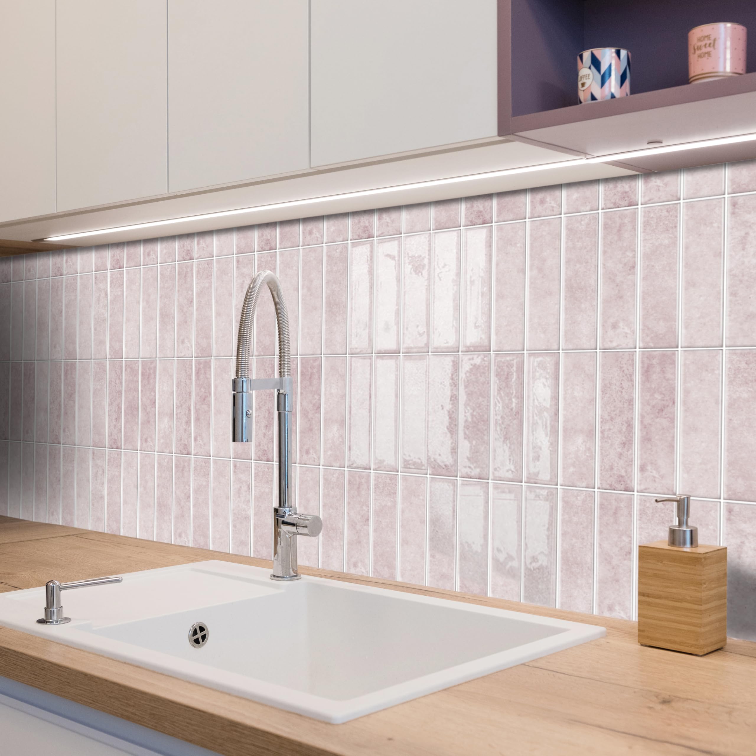 Paquete de 10 pegatinas for azulejos de pared de metro multicolor de 12 x 12 pulgadas, autoadhesivas(Pink)