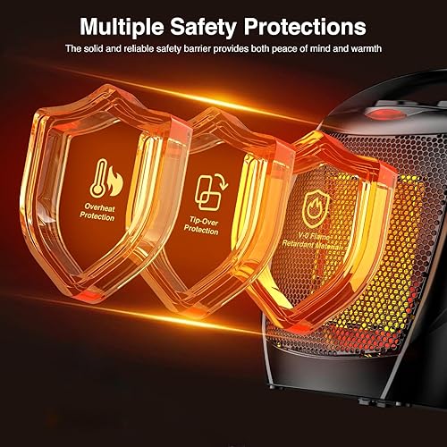 Miniatura 4 de ZAFRO Calentador de espacio, calentadores eléctricos portátiles de 1500 W700 W con termostato, protección contra sobrecalentamiento y vuelco,