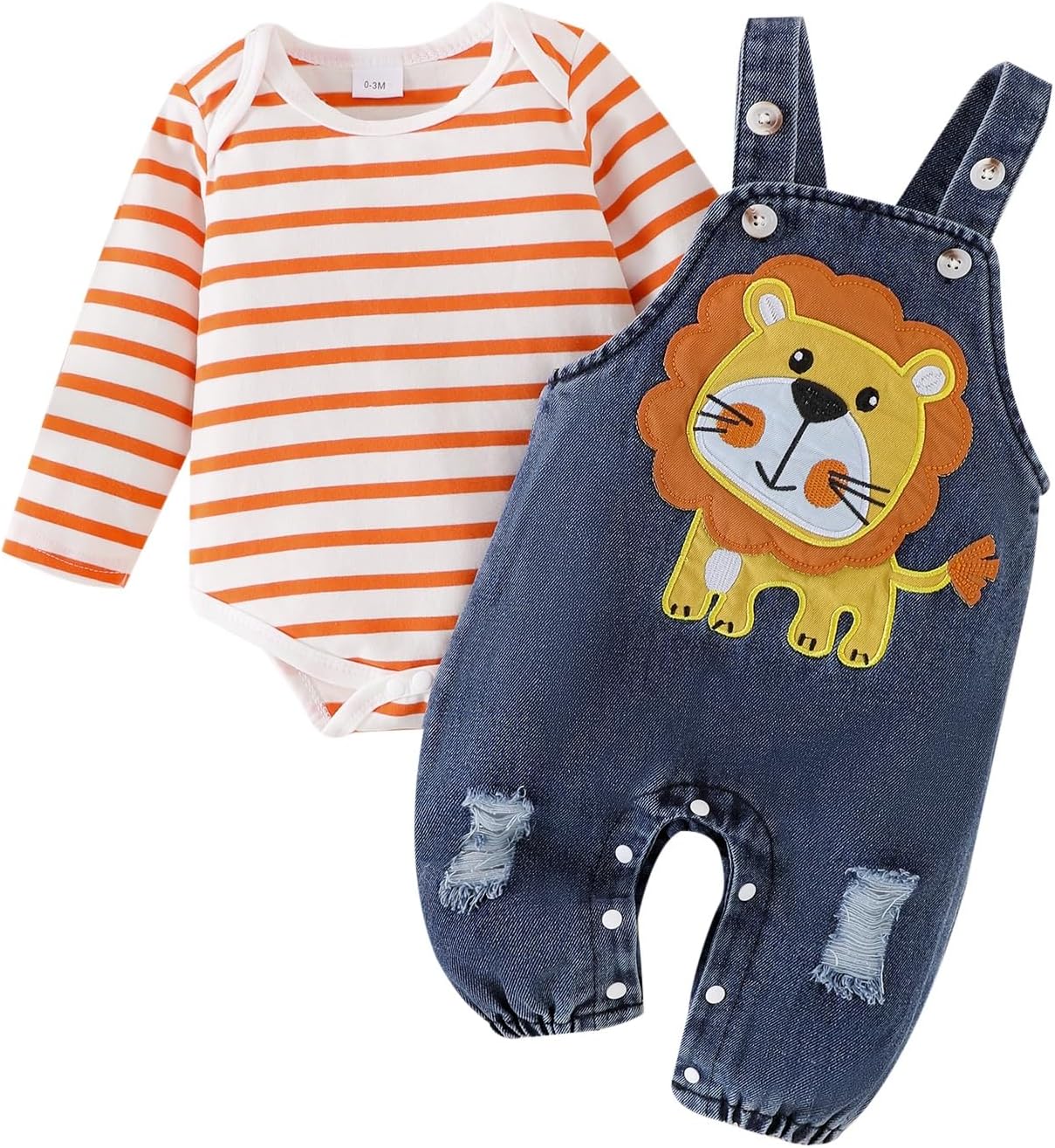 Baby Boy Clothes Newborn Long Sleeve Romper Cartoon Animal Jeans Suspender Overalls Jumpsuit Fall Outfits 0-18 Months