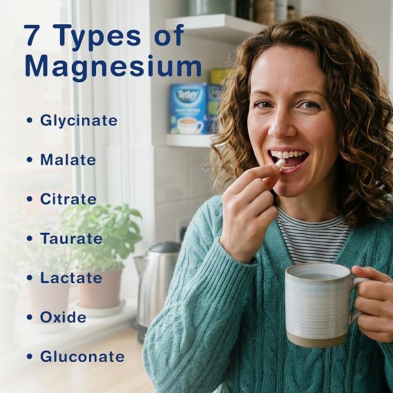 Nutrivo Magnesium Complex 7 in 1 with Vitamin B6, Vitamin D & Zinc | High Strength Magnesium Supplements - 2450mg | 120 Magnesium Capsules - 40 Day Supply | Magnesium Supplement