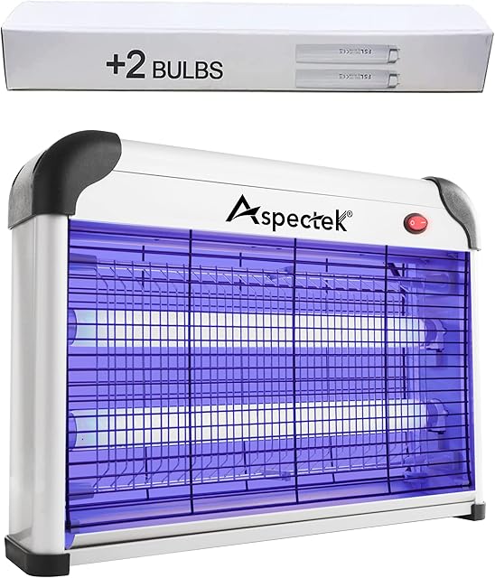 ASPECTEK Powerful 20W Electronic Insect Indoor Zapper, Bug Zapper, Fly Zapper, Mosquito Killer-Indoor Use Including 2 Pack Replacement Bulbs