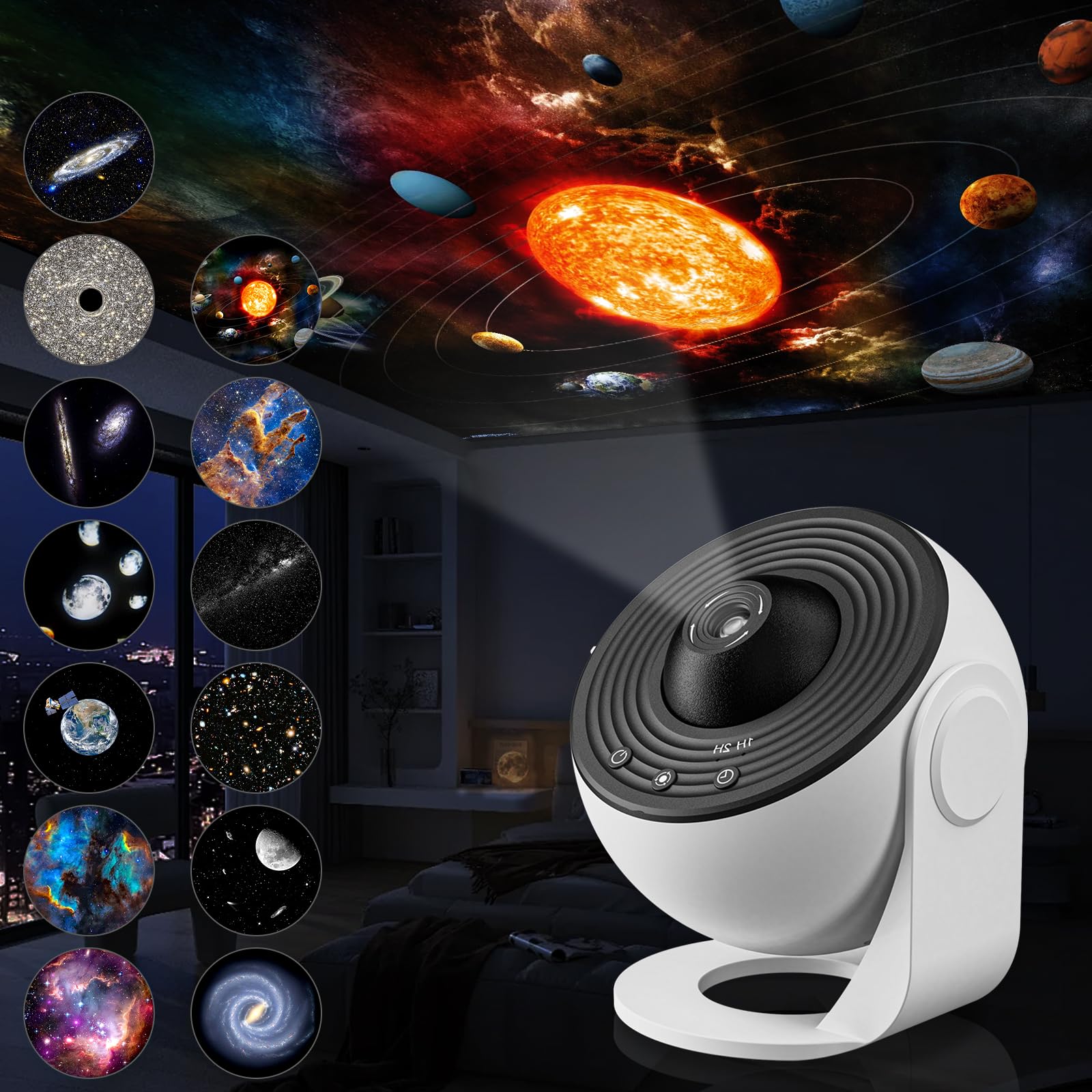AGSTMG Proiettore Stellare Soffitto 13 in 1 Proiettore Planetario Galassia Luce Notturna Proiettore Cielo Stellato con Sistema Solare Luna Nebulosa Galassia Proiettore con timer per Bambini Adulti