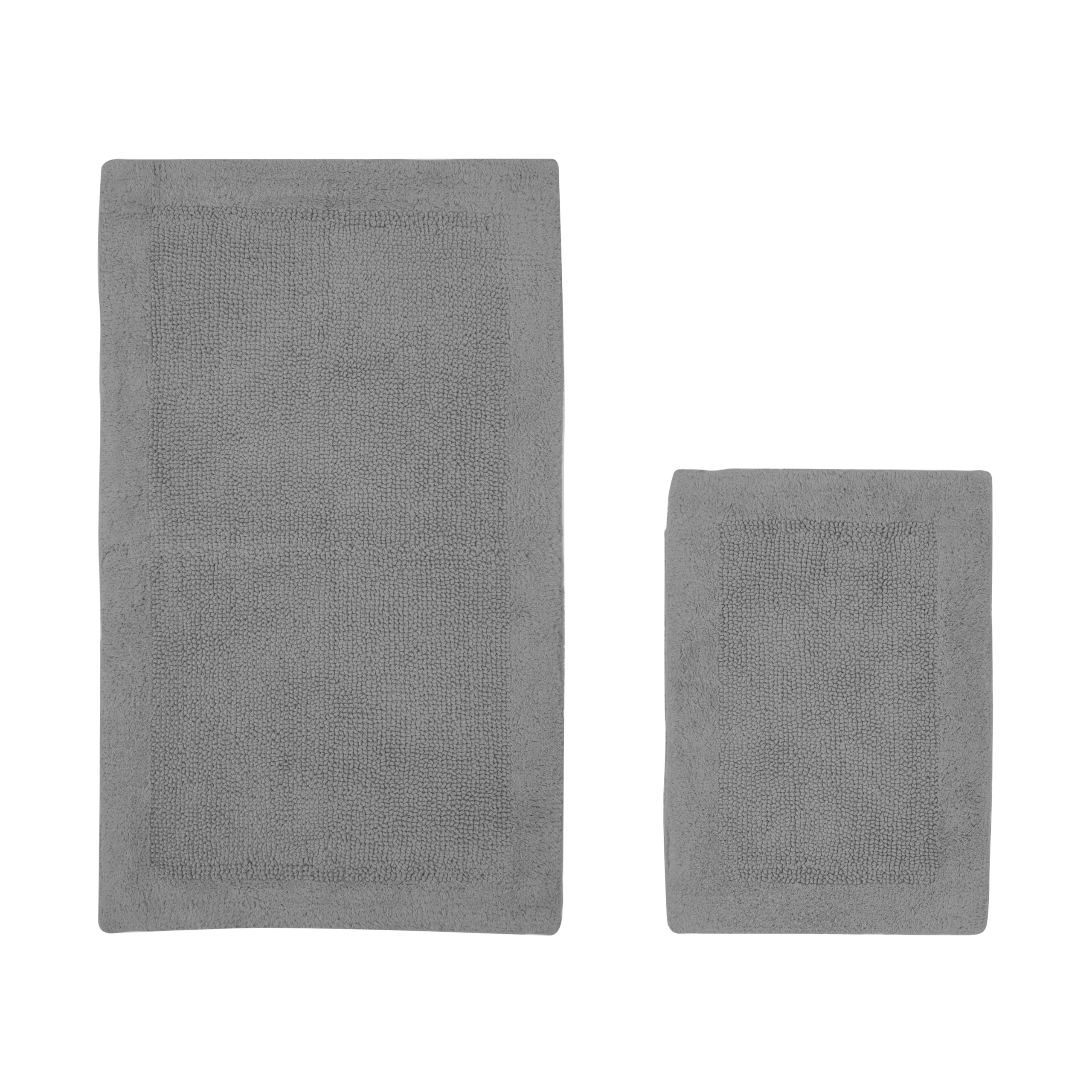 Better Trends 2 Piece Bathroom Mat Set 100% Cotton, Machine Washable Bath Mats for Bathroom, Reversible, Soft Comfortable Quick Dry Water Absorbent
