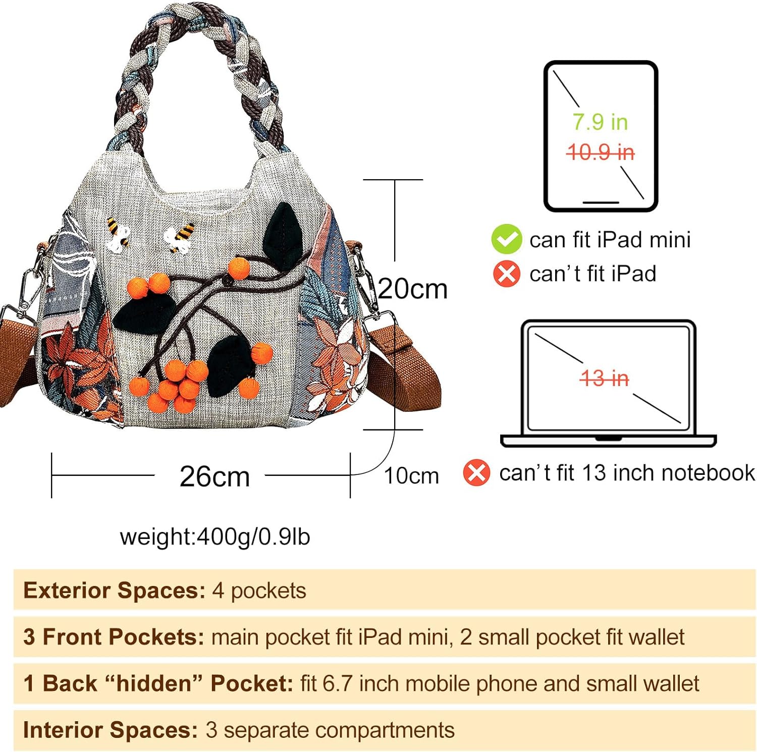 Mini Cotton Shoulder Bag Fashion Small Hand Knitting Tote Handbag