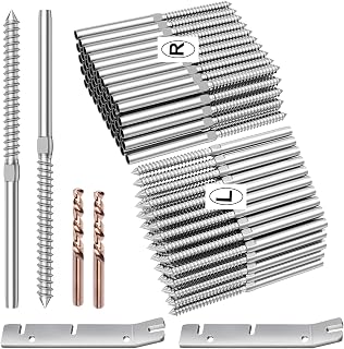 BLIKA 100 Pack T316 Stainless Steel Swage Lag Screws Left & Right Hand Thread for 1/8" Deck Cable Railing Kit with Wrenches & Drill Bits