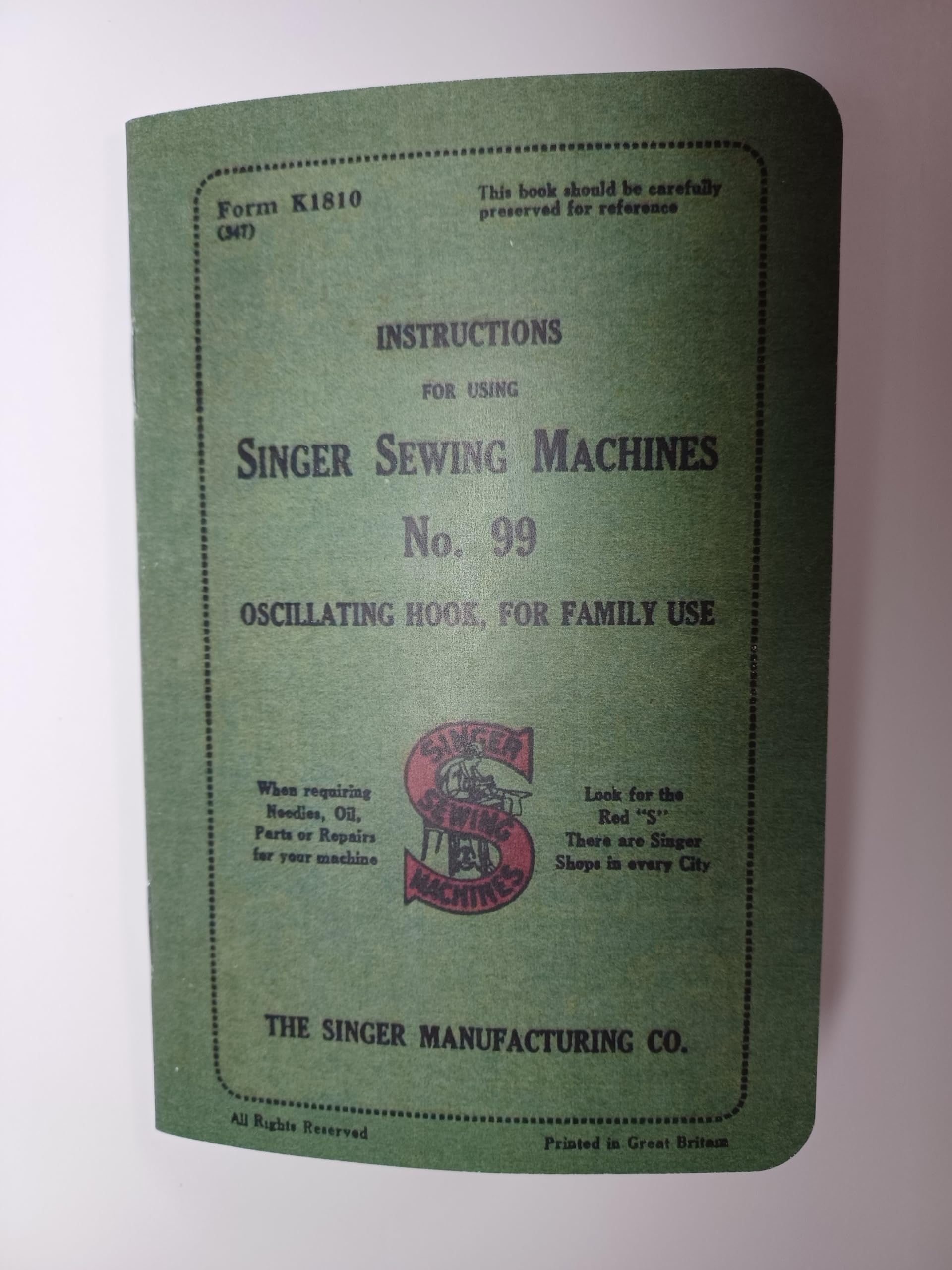 TabSynth Design Works LLC Singer 99 Sewing Machine Instruction Manual (Repr.), White