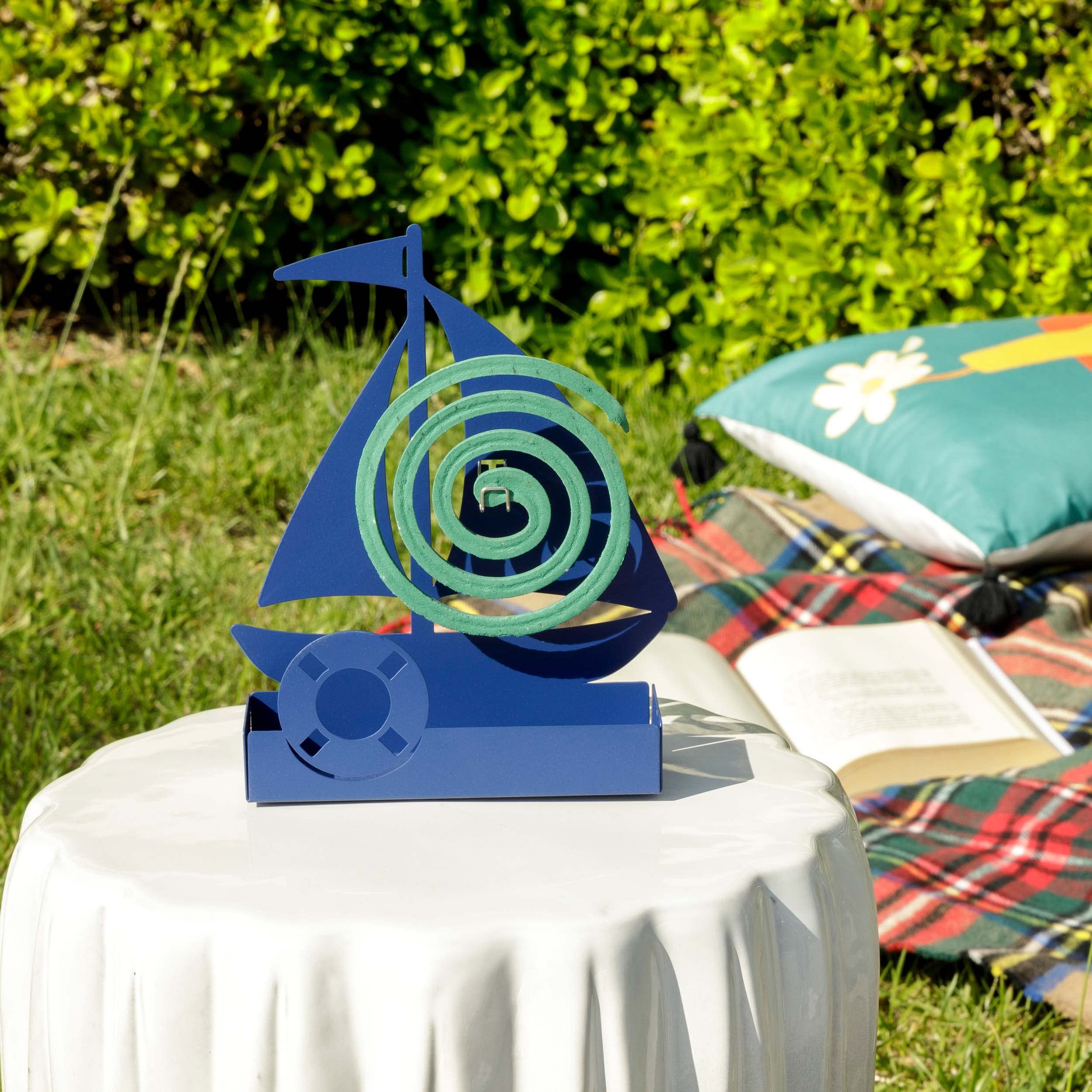 Baroni Home Zampirone Metal Holder Indoor or Outdoor Buried in Pots or Garden Pattern, Boat, 17X5X18 cm, 17 x 5 x 18 cm - Image 3