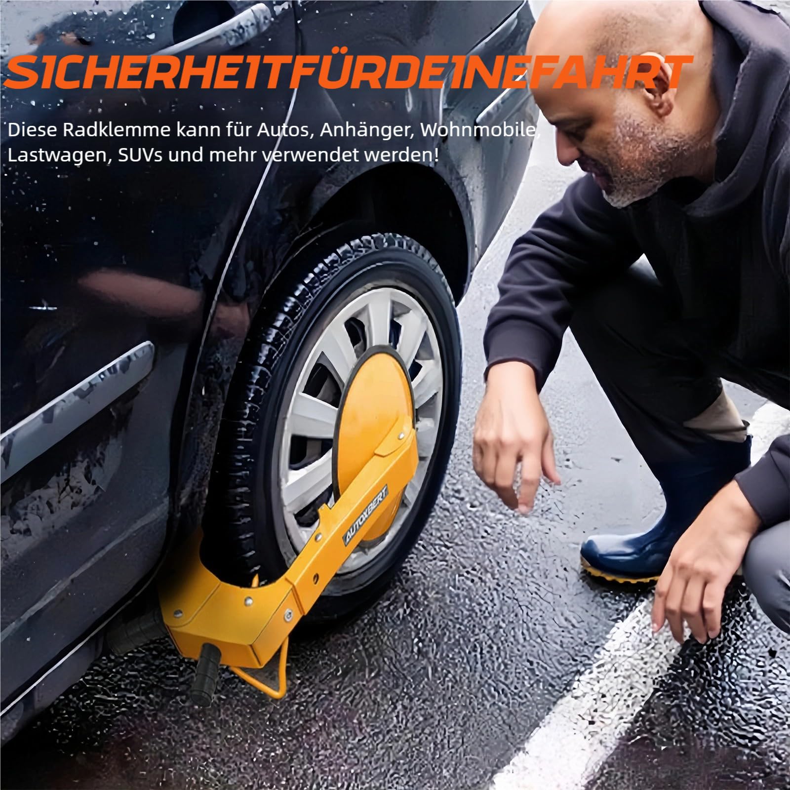 Radkralle Anti-Diebstahl mit 30cm Saugnapf Universelle Parkkralle für Auto, LKW, SUV & Wohnmobile