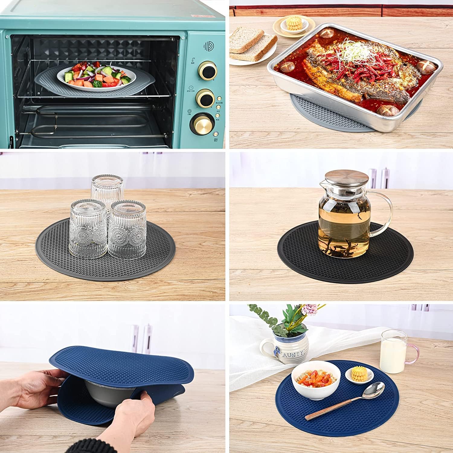Silicone Microwave Mat - Round Heat-Resistant Pad, Non-Slip Trivet, 12"