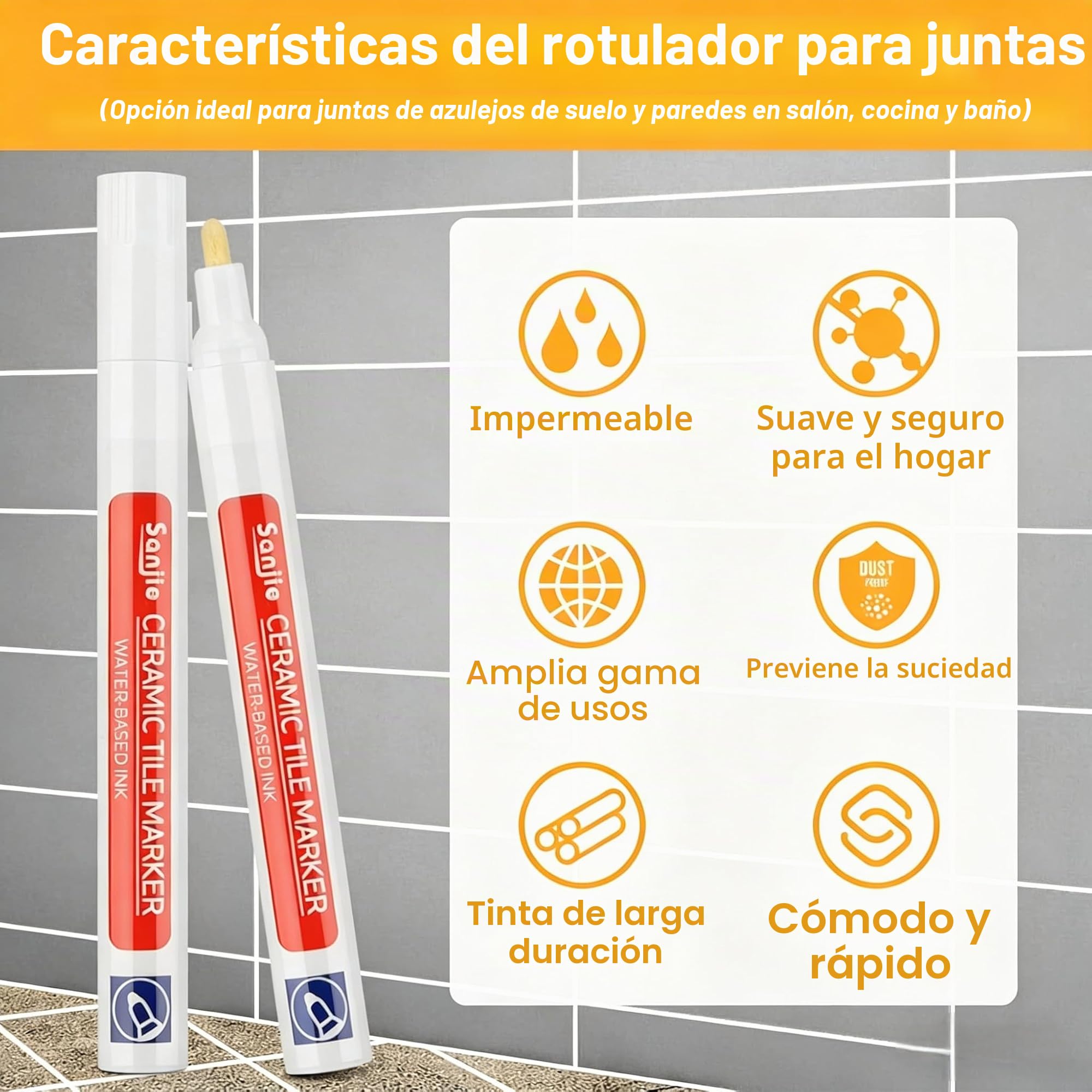 Sheryl&Rain 10 Piezas Rotulador Juntas Azulejos Blanco,Lápiz para Juntas,Rotuladores para Juntas de Azulejos,Rotulador Reparador Laca para Restauración de Lechada de Azulejos Pared Suelo Baño y Cocina