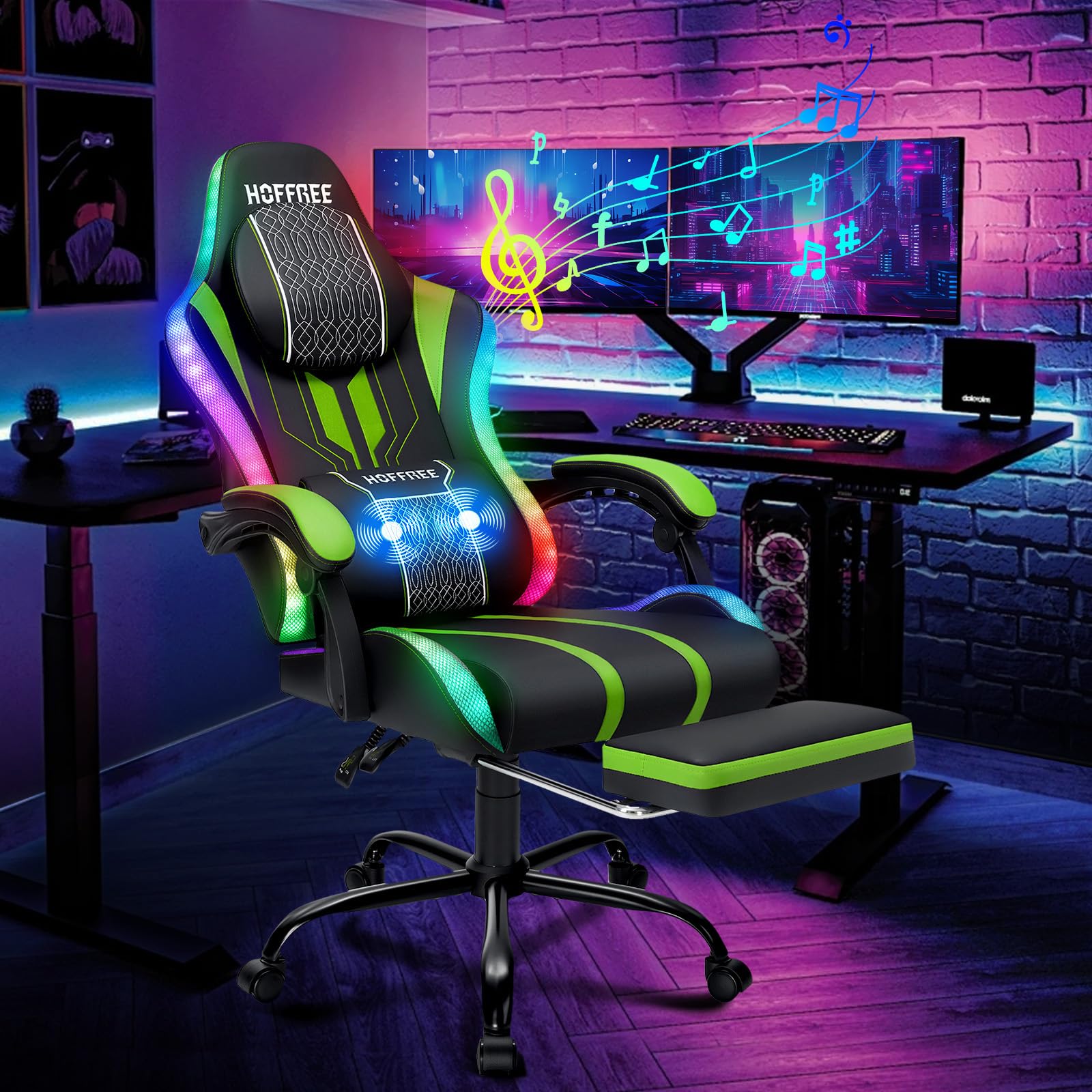 HOFFREE Gaming Chair with LED Lights