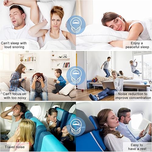 Miniatura 4 de 2 pares de tapones para los oídos con cancelación de ruido para dormir, tapones de silicona para los oídos para el trabajo, tapones para los oídos