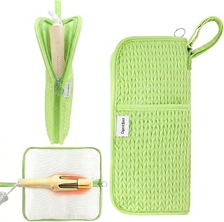 Hair Tools Travel Bag with Heat Resistant Mat, Curling Iron Travel Bag for Curling Iron, Flat Iron and Hair Straightener, Portable Curling Iron Bag for Travel, Curling Iron Bag（Green）