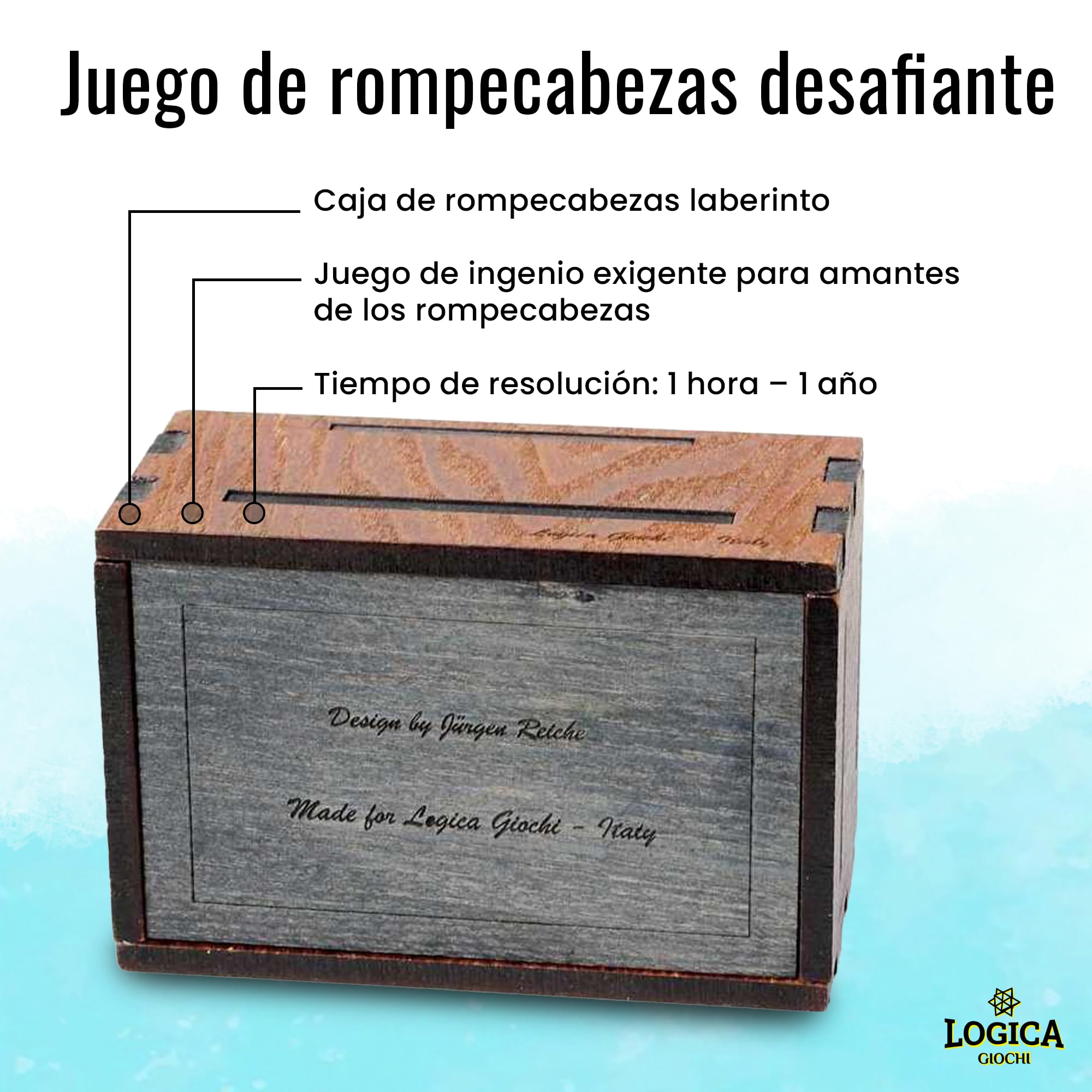 Logica Juegos Art. Pandora Box - El Cofre Secreto - Rompecabezas de Madera - Caja Secreta - Dificultad 5/6 Increíble - Colección Leonardo da Vinci