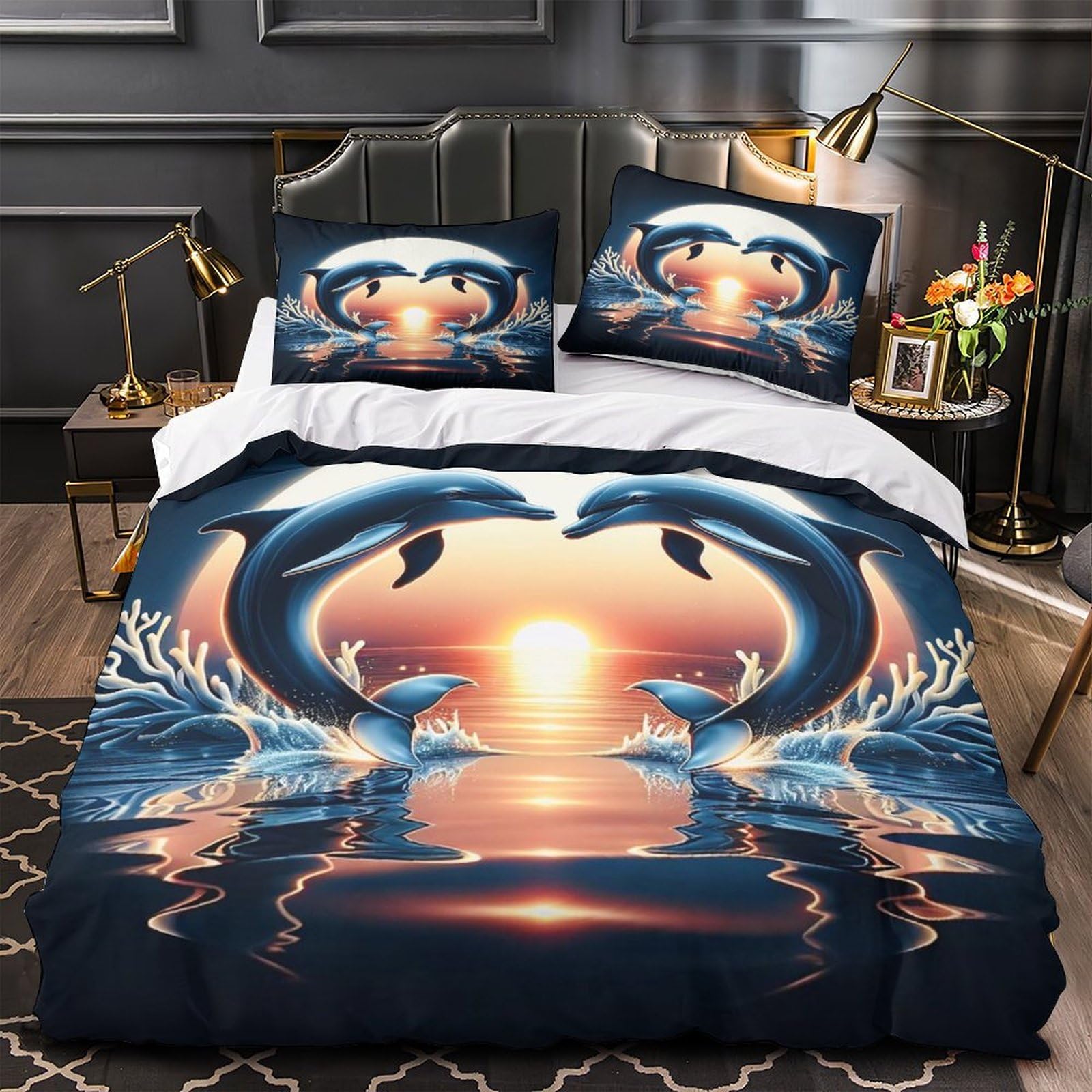 Housse de couette cerisier 3D hypoallergénique en microfibre