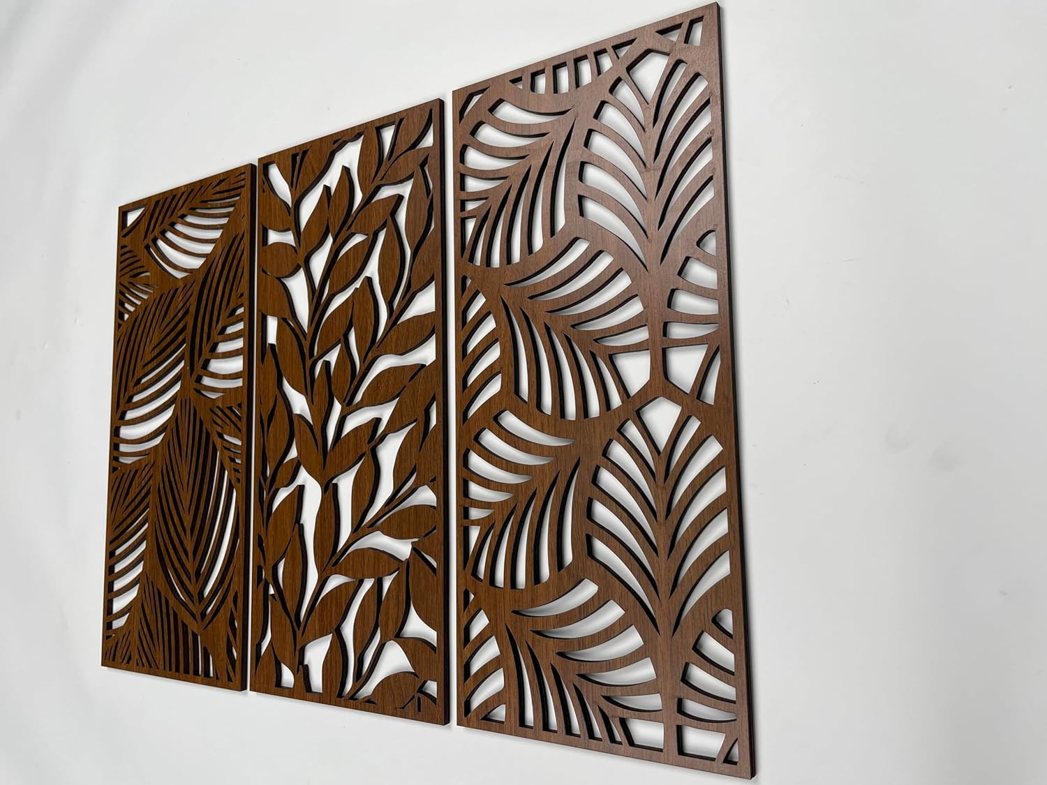 Botanical Wood Wall Art Set of 3, Leaves Wood Wall Decor for Bedroom, Floral Wooden Wall Art for Living Room, Wood Wall Panel, Gift for the Home Decor
