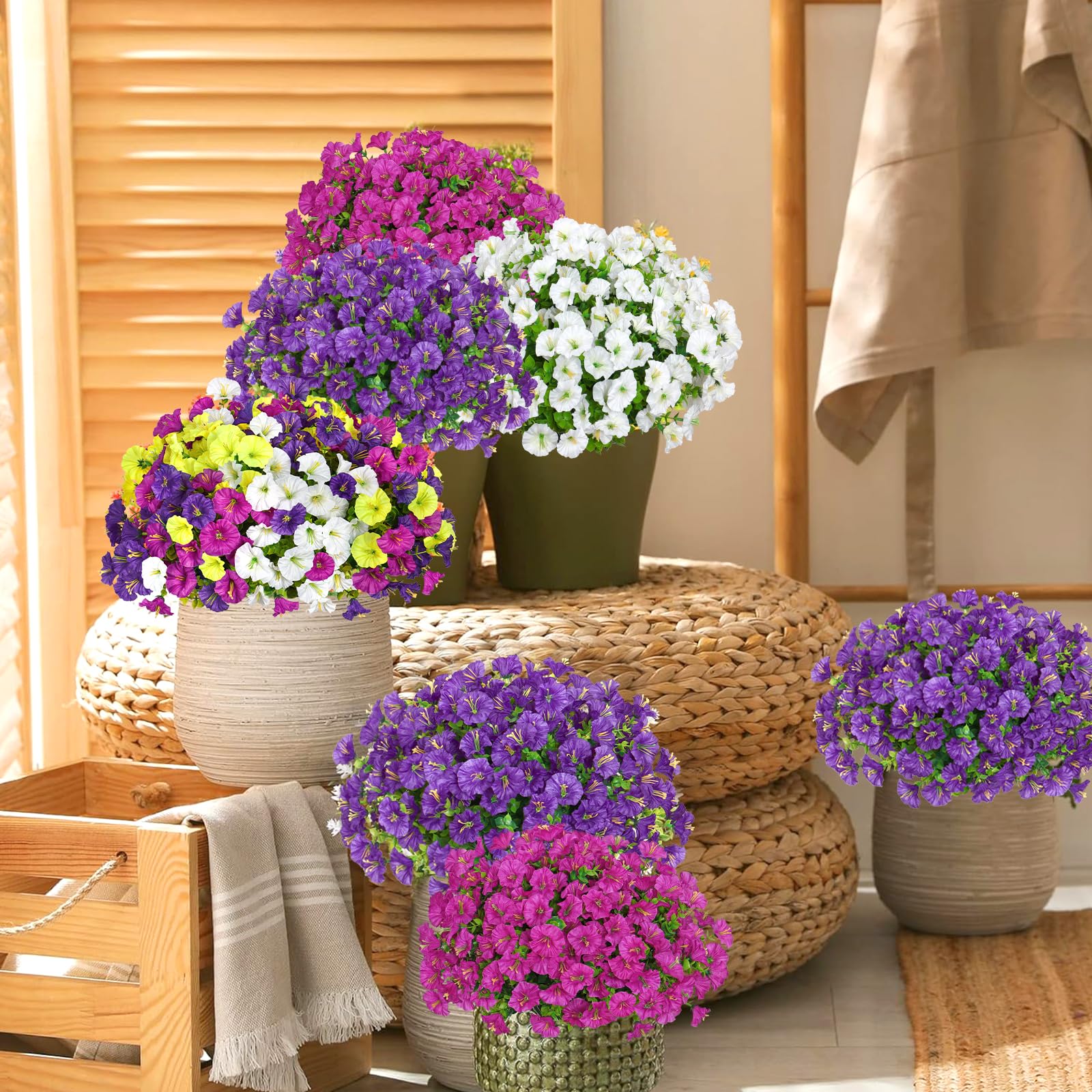 15 Fiori Artificiali Resistenti Ai Raggi UV – Piante Finte In Seta Per Esterno, Colore Viola, Decorazione Casa E Giardino - 2