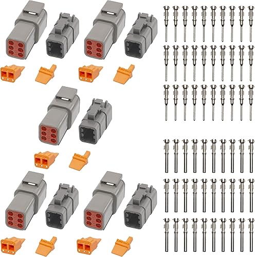 Miniatura 11 de Deutsch DTM - Conectores de 3 pines, color gris, 6 juegos, conectores de cable eléctrico impermeables con contactos estampados y enchufe de sello