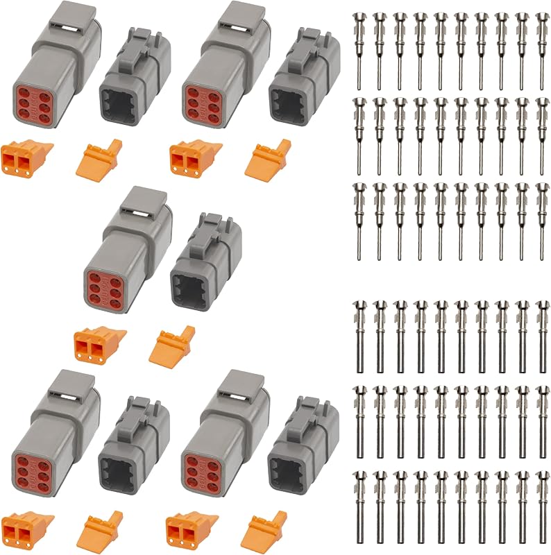 Conectores elétricos Deutsch DTM cinza de 6 pinos Deutusacc – 5 conjuntos