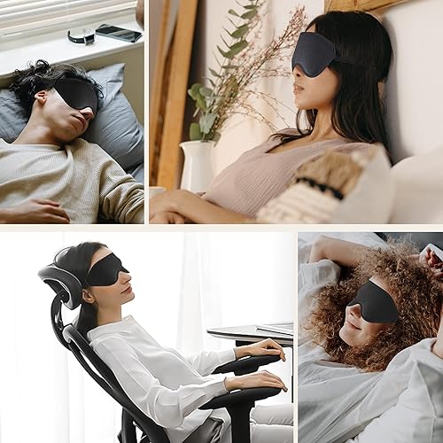 Miniatura 6 de Máscara de dormir para hombres y mujeres, cubre ojos contorneados profundos 3D mejorados para dormir con correa ajustable, bloqueo de luz, cubierta